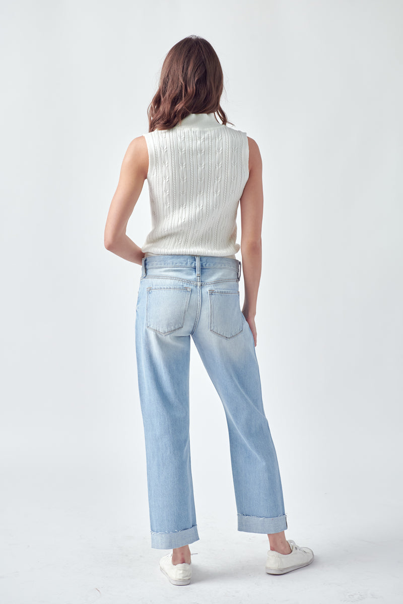 Light Wash Distressed Boyfriend Jean