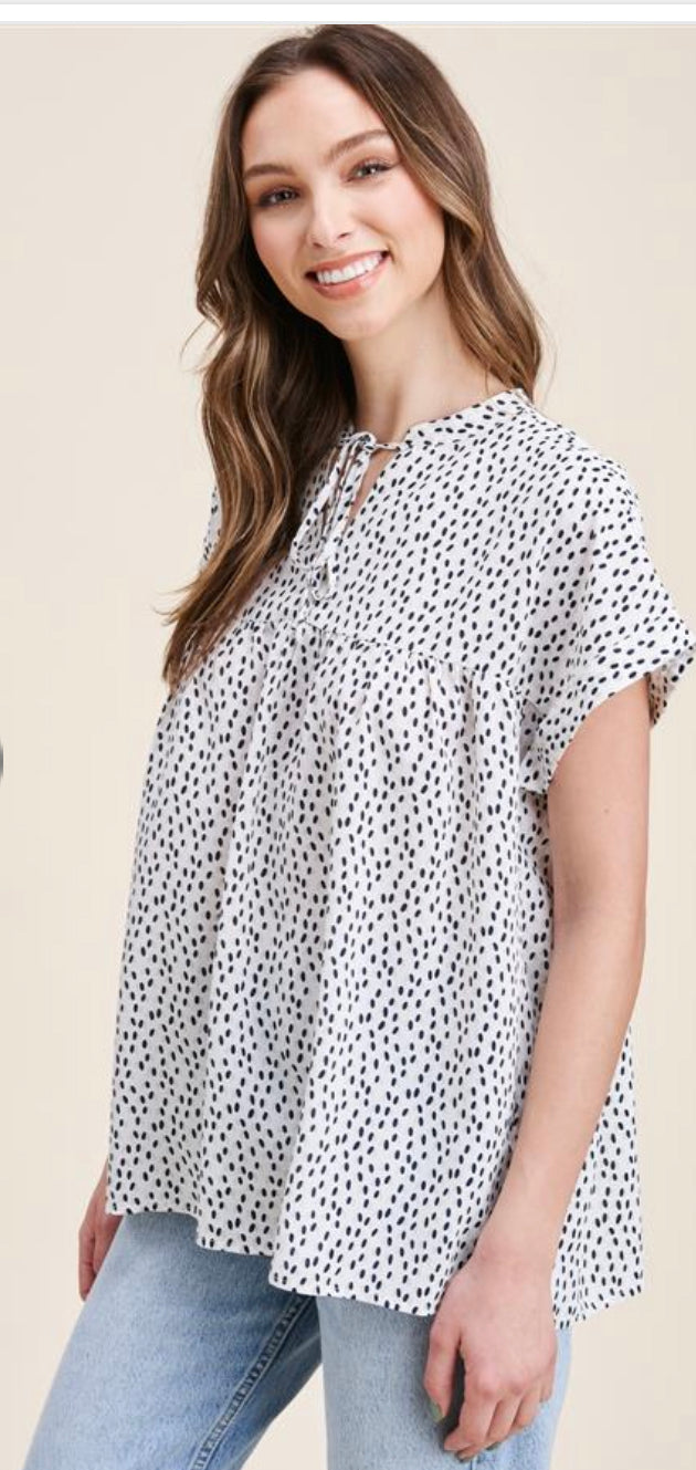 China Collar Printed Blouse