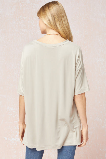 Solid Scoop Neck Shirt