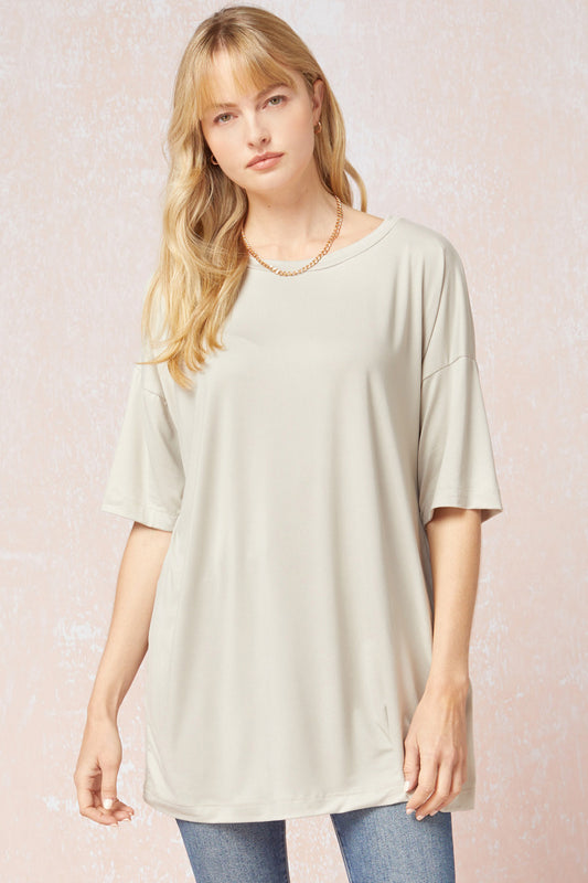 Solid Scoop Neck Shirt
