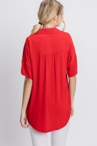 V-Neck Collared Shortsleeve Top