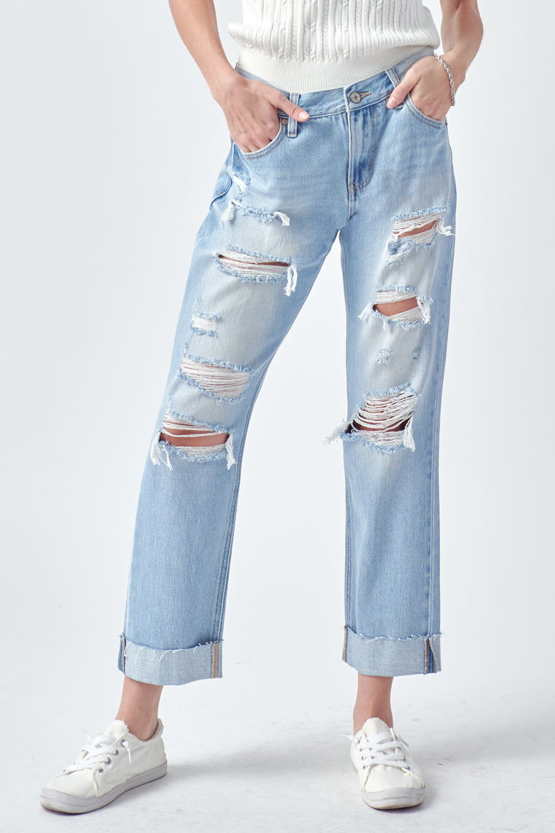Light Wash Distressed Boyfriend Jean