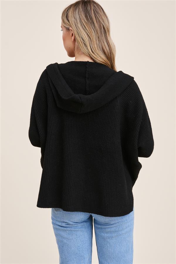 Long Dolman Oversized Hoodie Cardigan