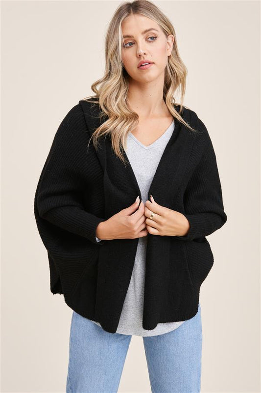 Long Dolman Oversized Hoodie Cardigan