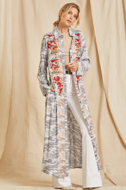 Camo Embroidered Long Shirt