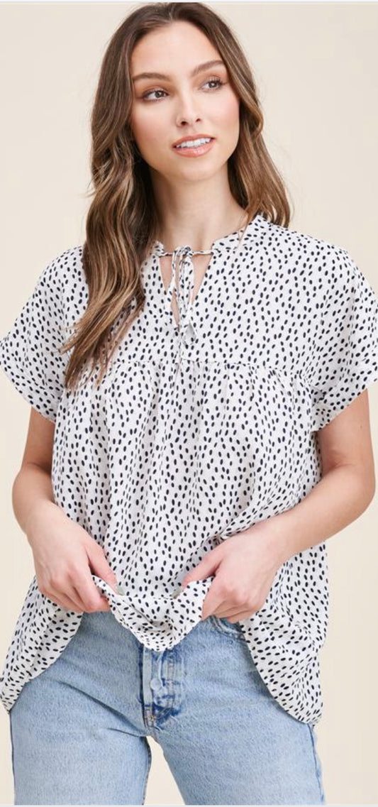 China Collar Printed Blouse