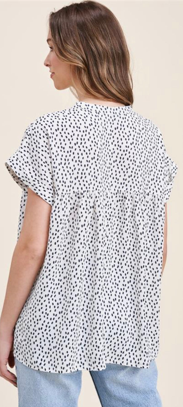China Collar Printed Blouse