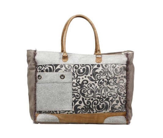 Hide & Floral Print Weekender Bag