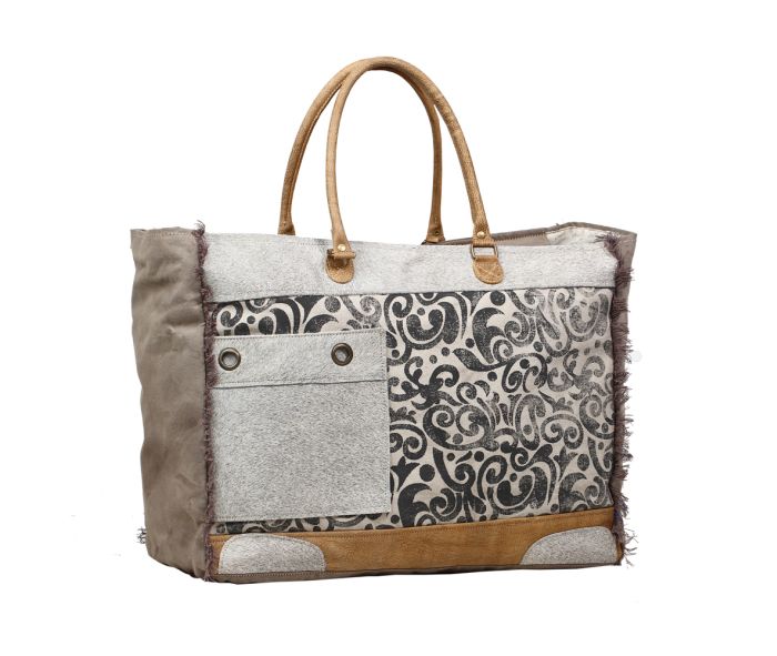 Hide & Floral Print Weekender Bag
