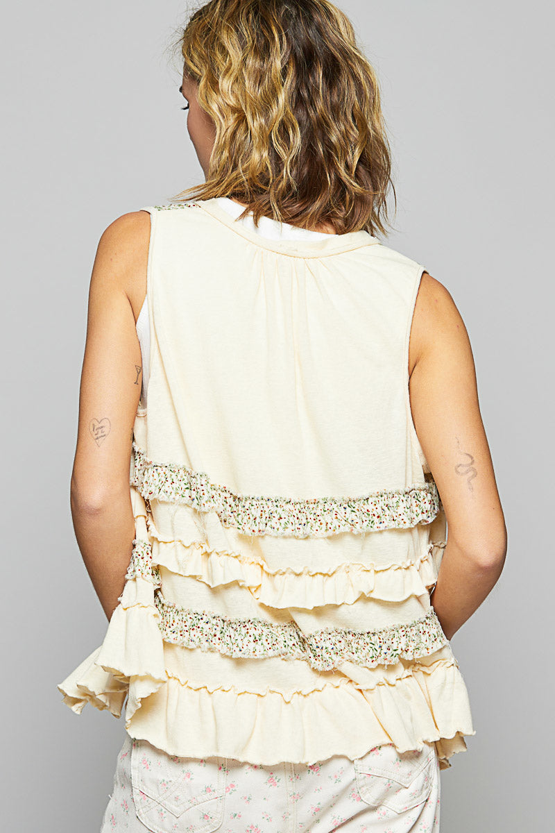 Ruffle Open Cardigan