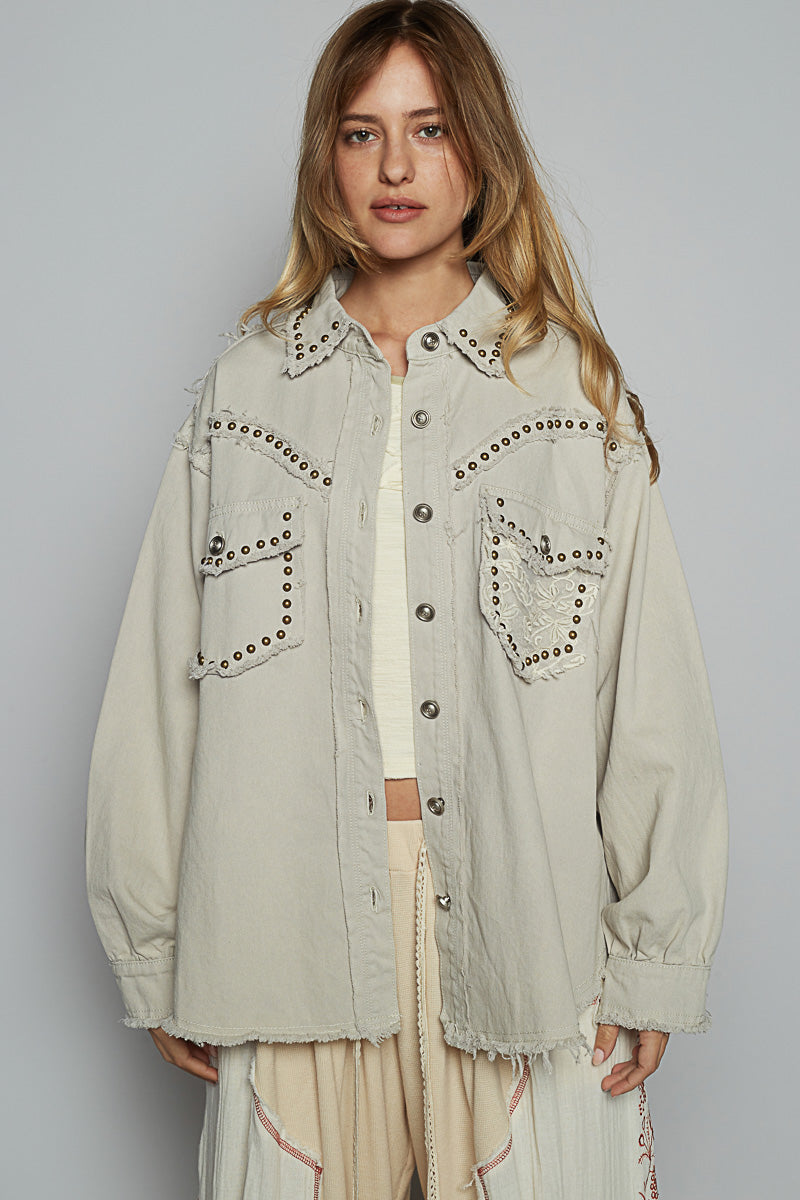 Studded Western Style Cotton Shirt