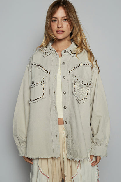 Studded Western Style Cotton Shirt